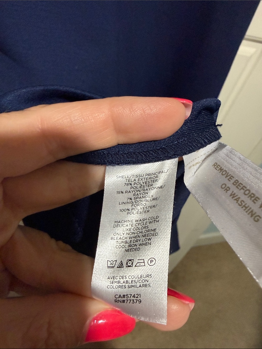 Ann Taylor Navy Short-Sleeve Midi flaire dress navy blue Fit-and-Flare Dress - Picture 6 of 10